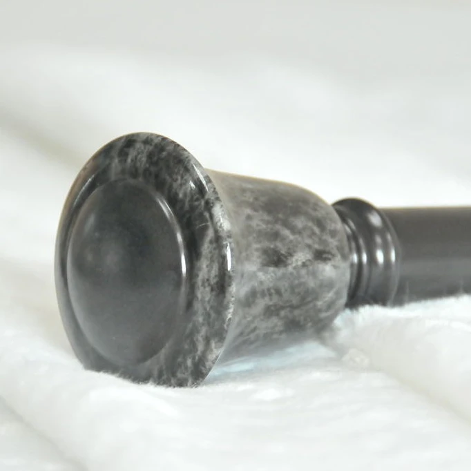 Hot sale fancy durable black marble style polyresin finials curtain rod