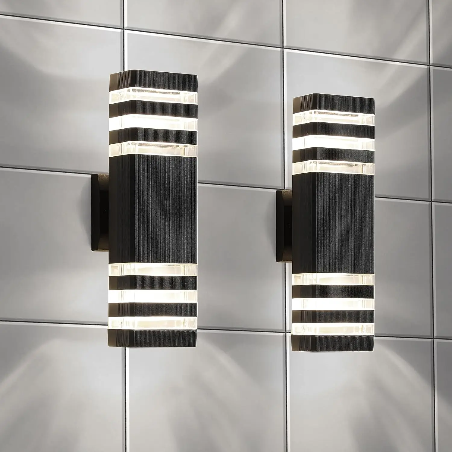 Up and Down Lights Outdoor Wall Lamps Square Surface Mounted Aluminum Waterproof Outside LED Wall Lights for Home Porch Garage