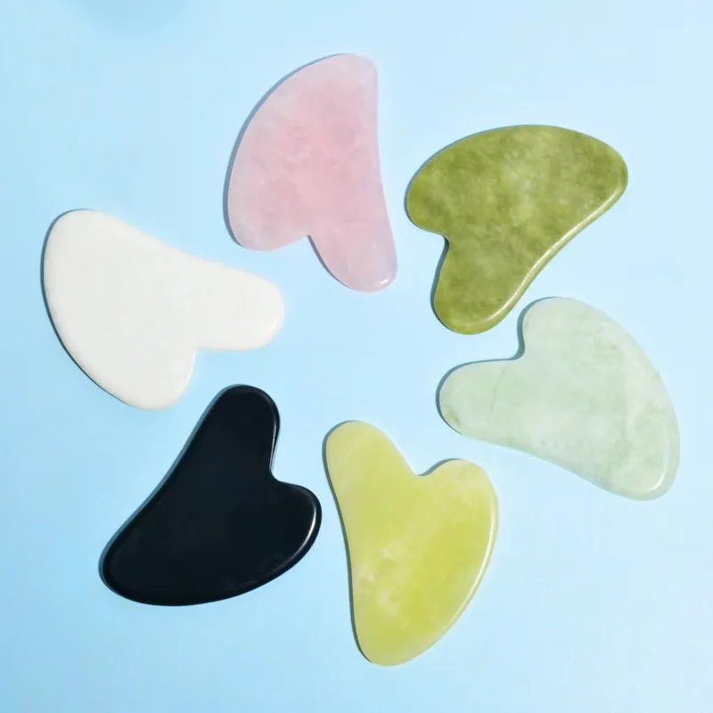 Wholesale natural beauty quartz real yellow face gua sha set face massage mini guasha stone tools