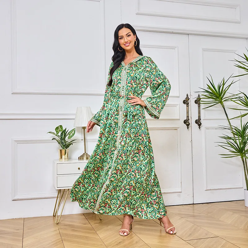 458 Casual Dresses for Muslim Girls abayah Designs Islamic Clothing Dubai Remandan Eid Women 2023 Wholesale 8 Colors 2pcs