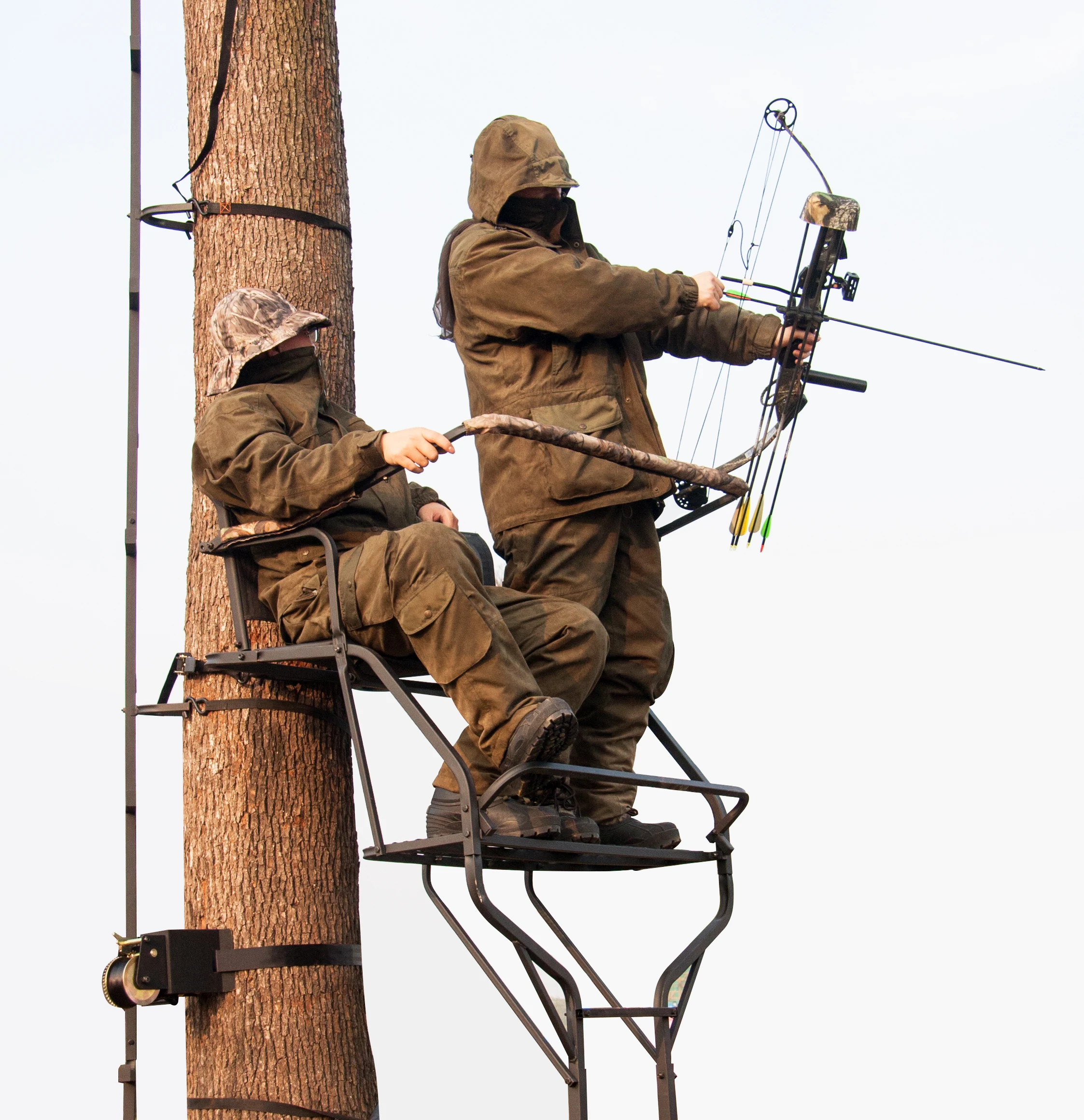 Heavy duty 2 men steel deer hunting treestands Simple tree climbing ladder tree climbing tool