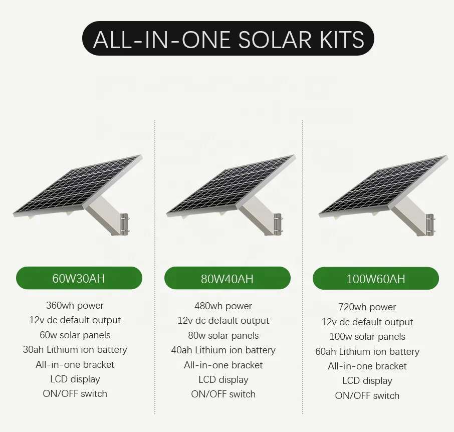 Smart 60ah Lithium Ion Battery Kit Ground-Mounted Solar Power System for Outdoor CCTV Cameras PV Power Generation
