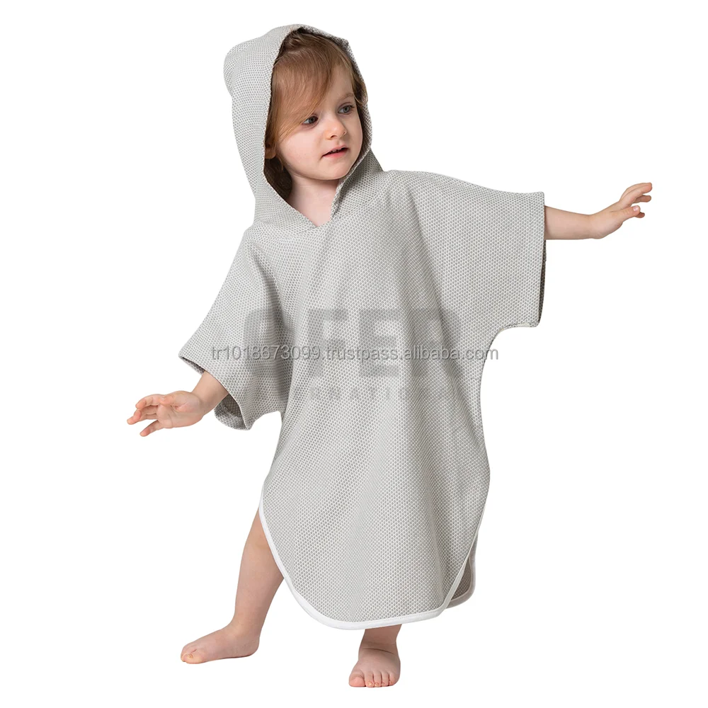 Hooded Pestemal Turkish Towel Beach Pool Poncho for All sizes Cotton castle Green surfer towel changing clothes for adult kids