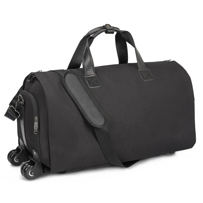 Travel Garment Bag with Shoe Compartment Overnight Weekender Bags for Women Men Rolling Duffle Bag with Wheels Trolley
