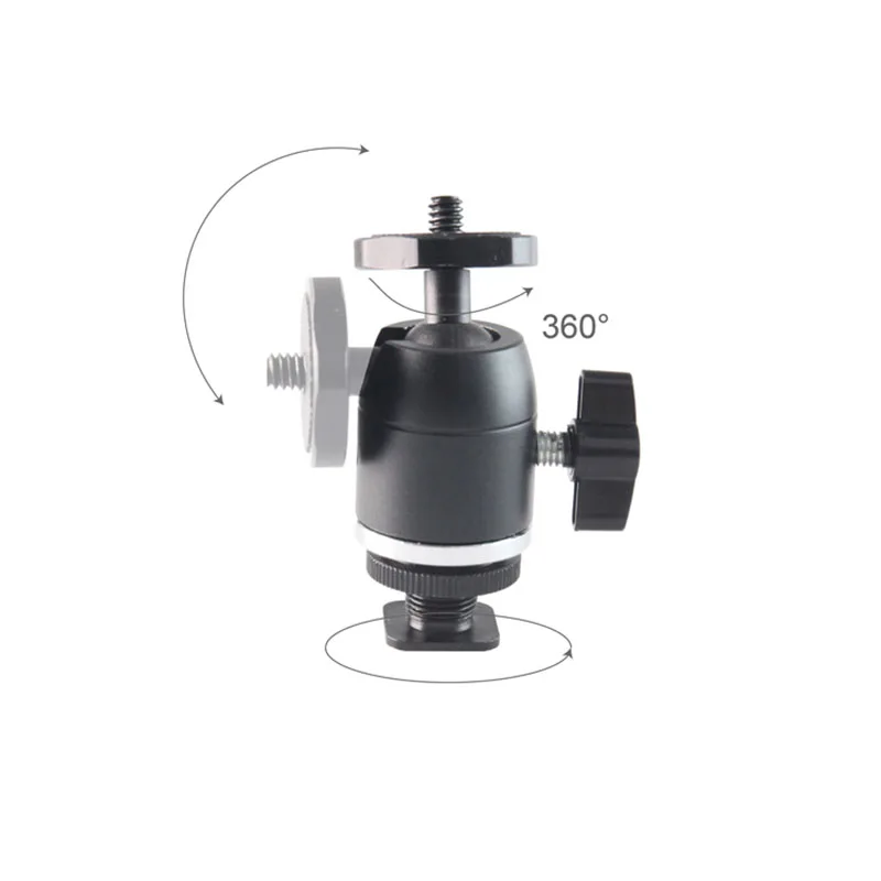 360 Degree Rotating 1/4' Screw Mount Mini Ball Head Tripod with Hot Shoe Adapter Photo Studio Accessories for DSLR Camera