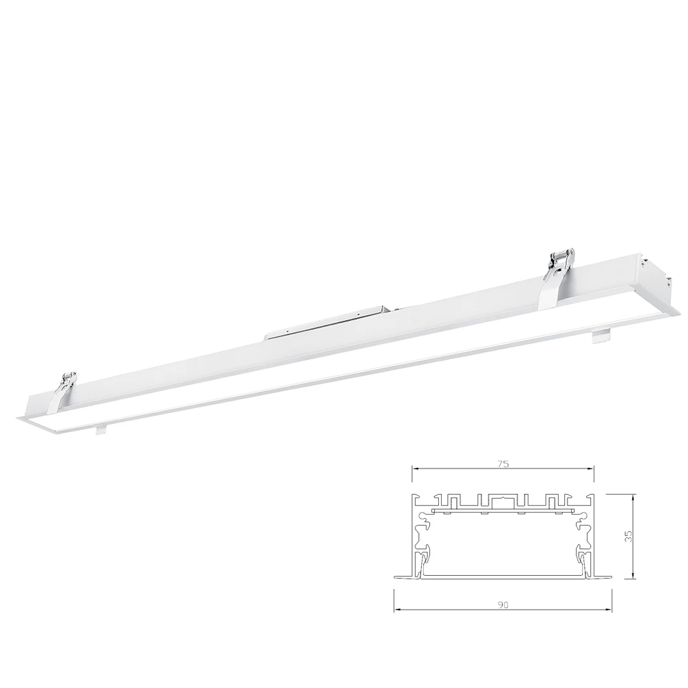 90x35mm Recessed LED Linear Light PC Diffuser Dimmable Flush for Hotel Office Stores