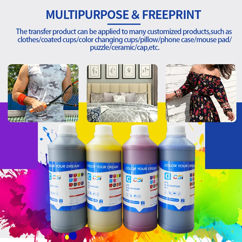 CSI 1000 мл CMYK 4 цвета пигментные чернила для цифровой рождественской текстильной печати сублимационные