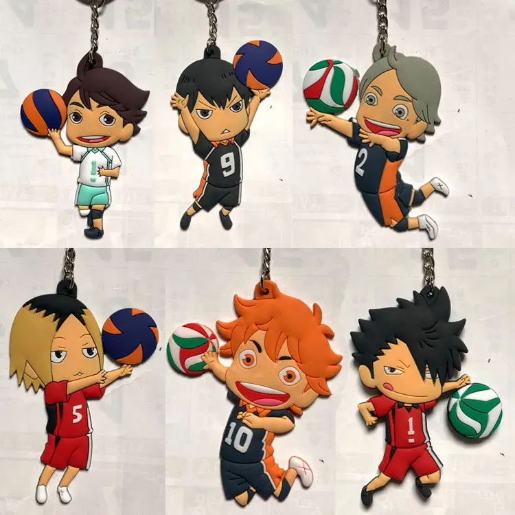 Creative Anime Keychain Tokyo Revengers Haikyuu Bleach Death Note One Piece Demon Slayer DBZ Tokyo Ghoul PVC Rubber Pendant