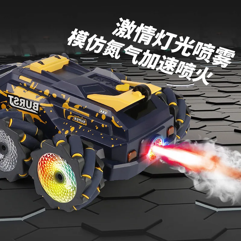 Jiefan new six-wheel swing arm stunt gesture induction deformation drifting side-line spray remote control toy car