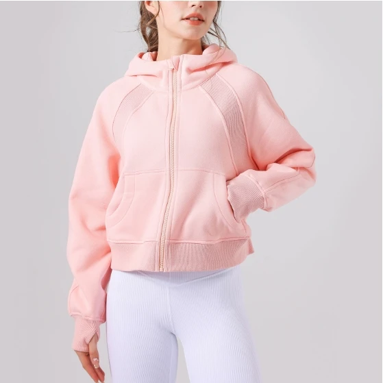 New Zipper Women Stocked Joggers Sweatpants And Hoodie Set Women Fleece Two Piece Hoodies And Jogger Sets