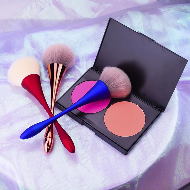 High Quality Red blue rose gold Single small waist plastic handle makeup Blush brush