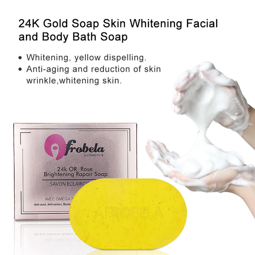Oem Wholesale Handmade Organic 24K Gold Collagen Face Body Soap Skin Natural Ingredient Rose Lightening Whitening Soap