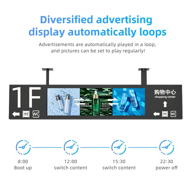 37inch shelf edge Stretched Bar LCD Screen Digital Signage Display