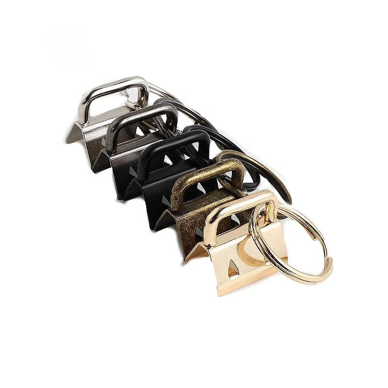 Key Fob Hardware Rainbow Color Vacuum Plating keychain Split Ring For Wrist Wristlets Cotton Tail Clip Webbing