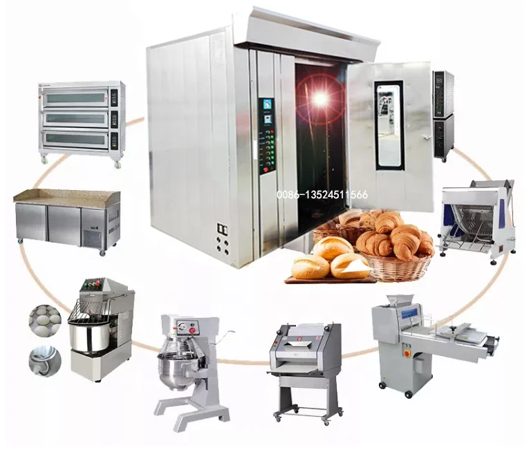 Industrial Bakery Oven 16 32 Trays  making French bread Loaf Bread Bakery Rotary Oven factory Price