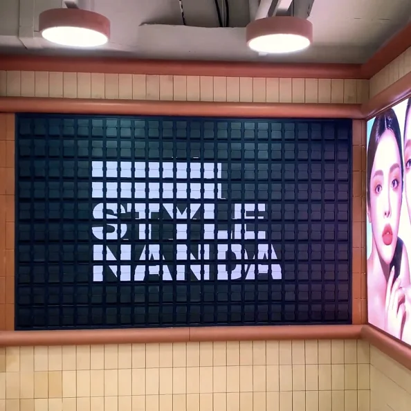 split-flap sign 3ce cosmetic shop sign