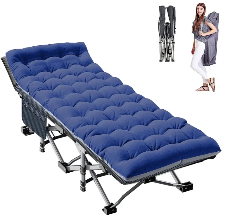 JSJM Folding Camping Tent Cot, Heavy Duty Sleeping Cots with Carry Bag, Double Layer Oxford Portable Travel Camp Bed for Home