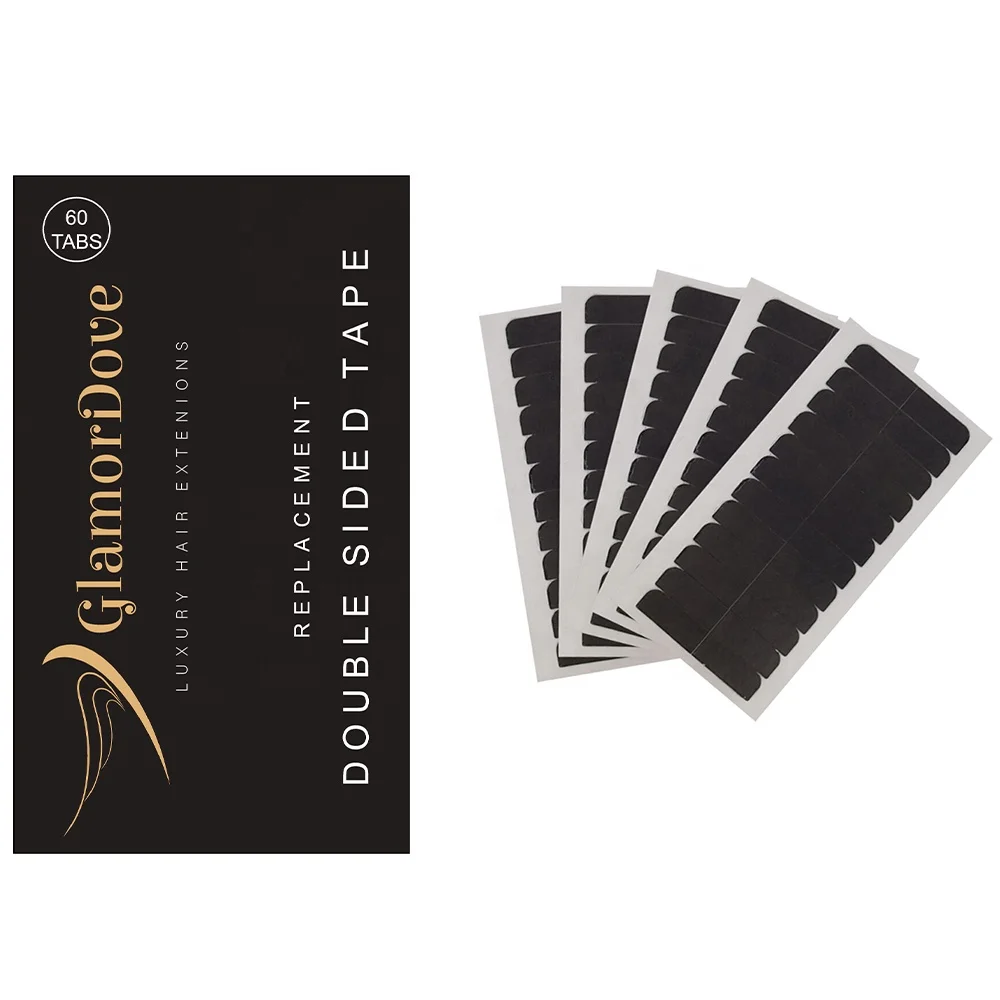 GlamorDove 60 pcs Hair Extension Tape Tabs Double Sided Replacement Tape Adhesive Tapes for Hair Extensions Wigs