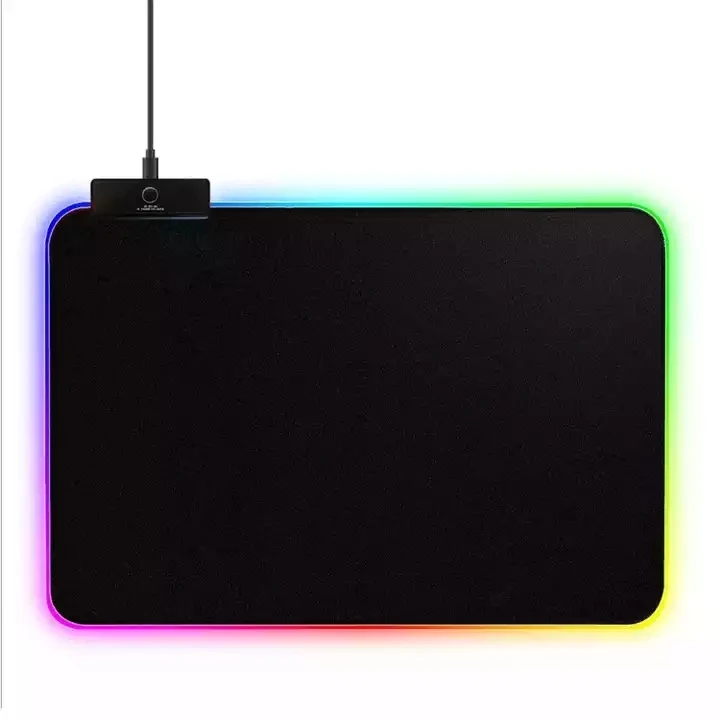 CE certified Full English packaging 250 * 300 * 4mm custom lighting colorful RGB mice pads led game non-slip USB mouse pad