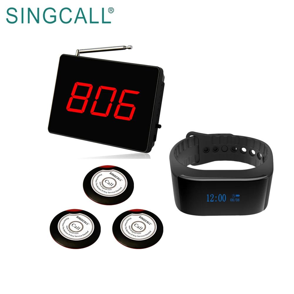 SINGCALL wireless pager vibrate wrist pagers watch service for restaurant