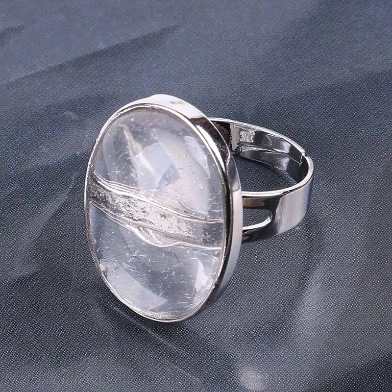 High quality oval shaped Natural Stone Adjustable Rings Healing Stone Rings for men Gemstone Jewelry Crystal Rings