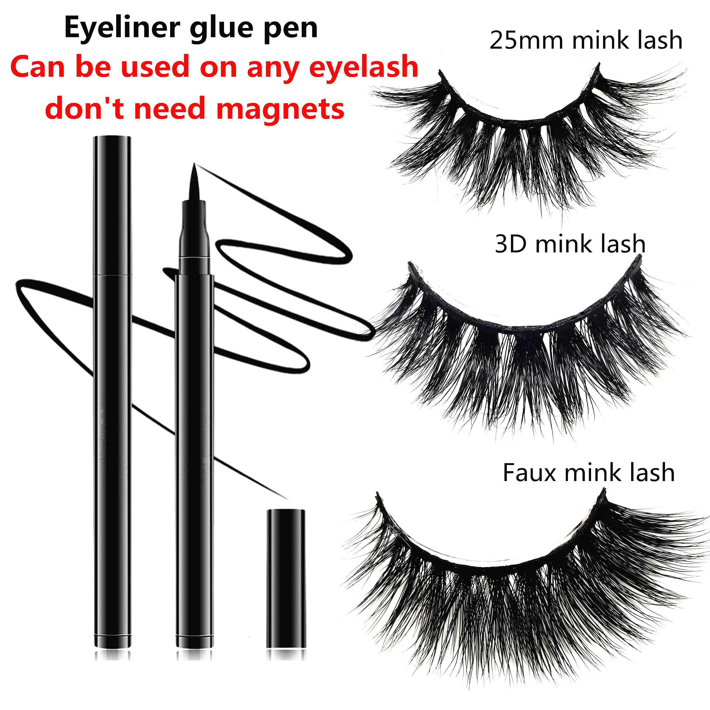 
2020 New Product For Strip Lashes Private Label Waterproof Liquid Eyeliner Glue Pen 