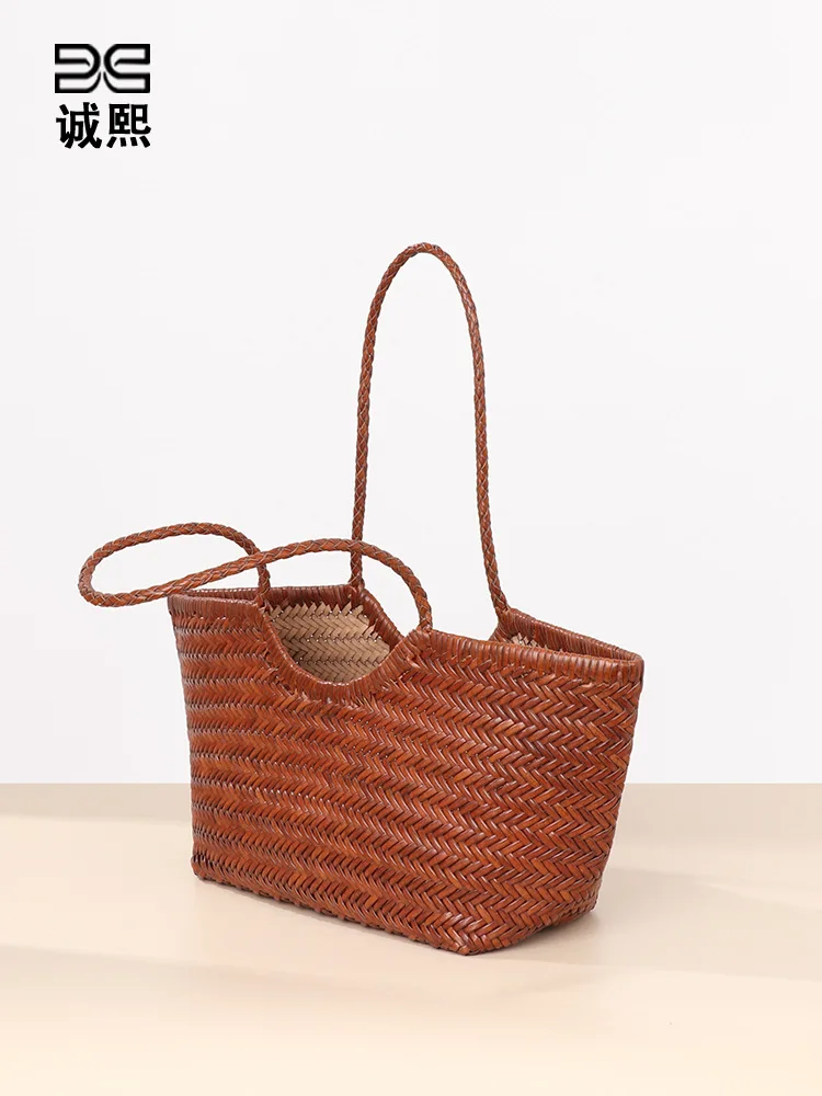 Real cow Leather Weave Tote Bag Large Capacity handbag cowhide woven lady bags genuine leather braided handbags for women