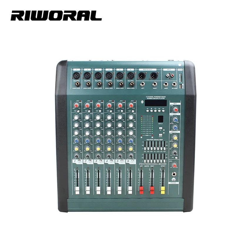 MX608D 6channel effect sound power mixer amplifier usb interface controller home music karaoke audio mixer