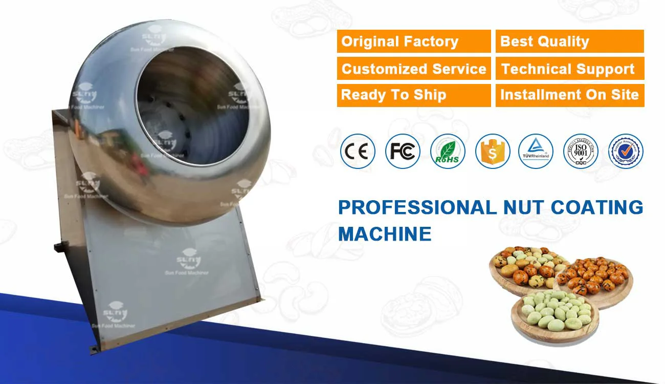 Low energy hot selling automatic almonds nuts flour peanuts coating machine