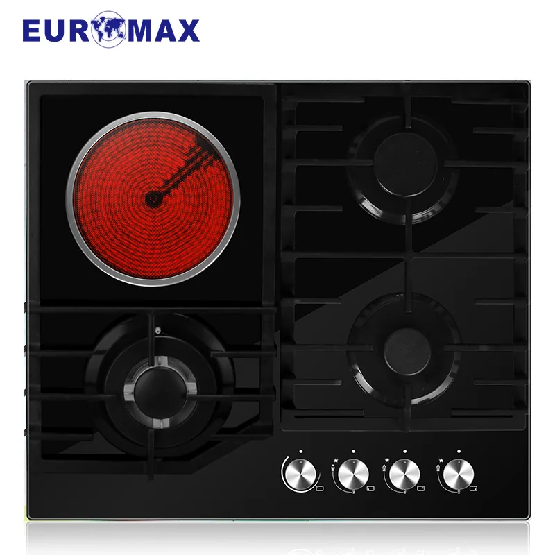 
Hot selling household glass gas hob with 3 gas 1 electric burner 