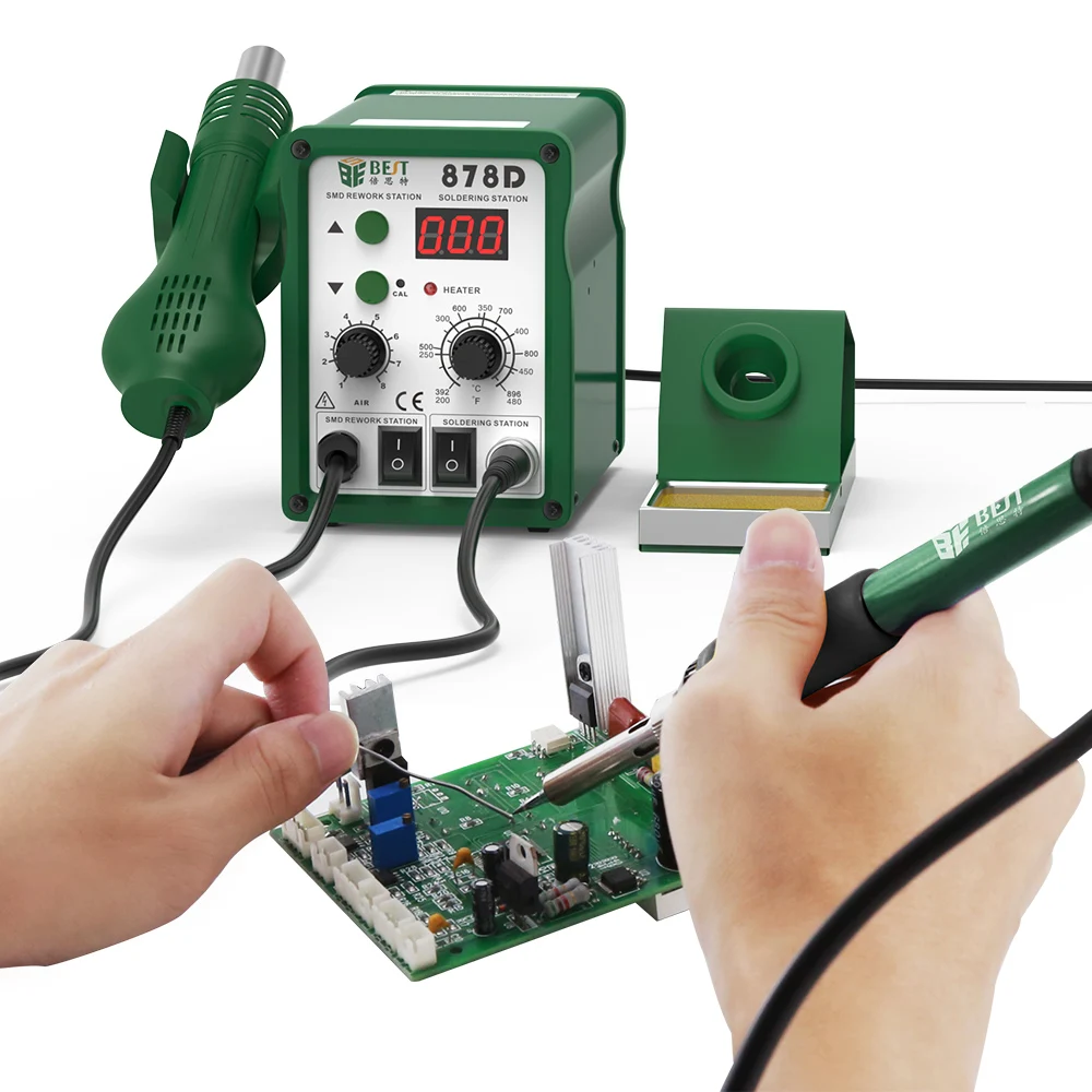 ODM  878D Factory Direct  For Mobile Electronic Repair SMD Temperature Adjustable Soldering And Rework Station