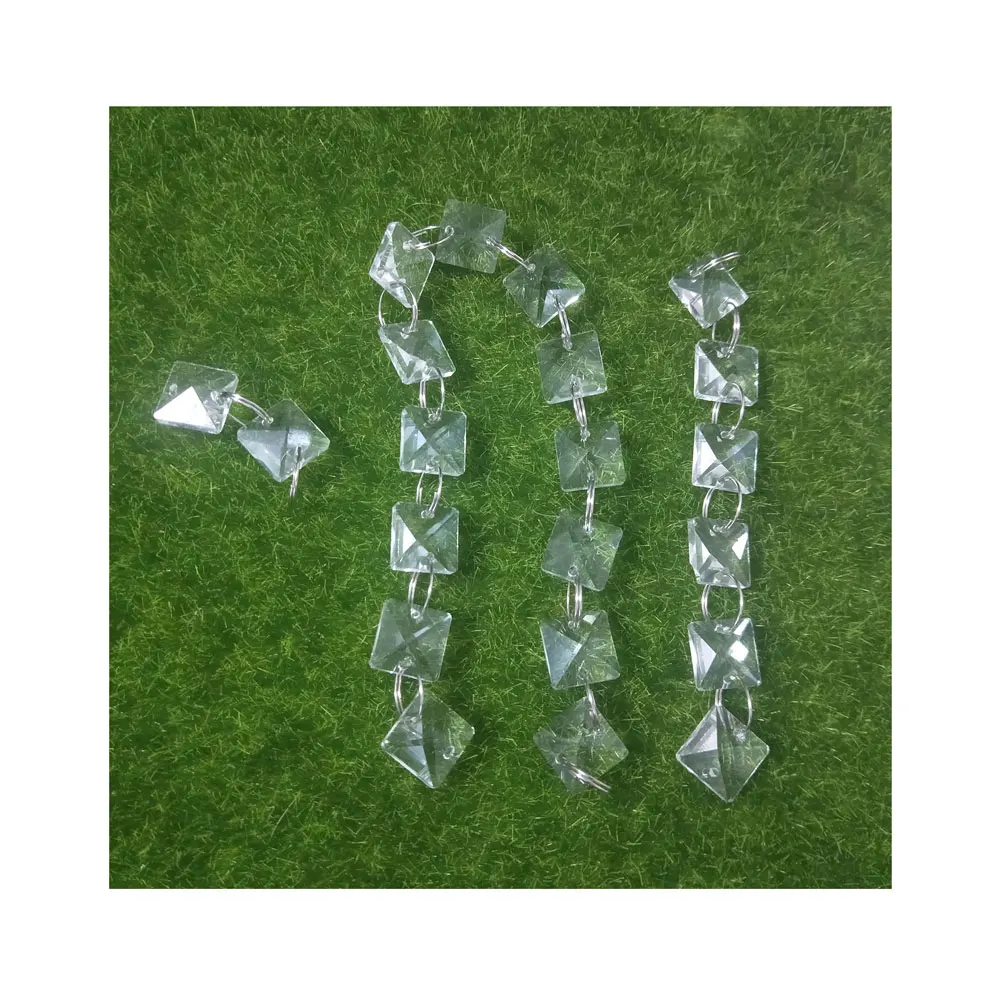 Clear Crystal Square Glass Bead Round Ring Beaded Garland For Chandelier Decoration