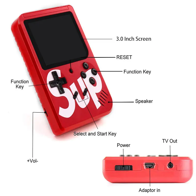 Sup Box 400 in 1 Double Layer Mini Consola 1020 Mah Power Bank Console Handheld Game Player with Usb Port Remote