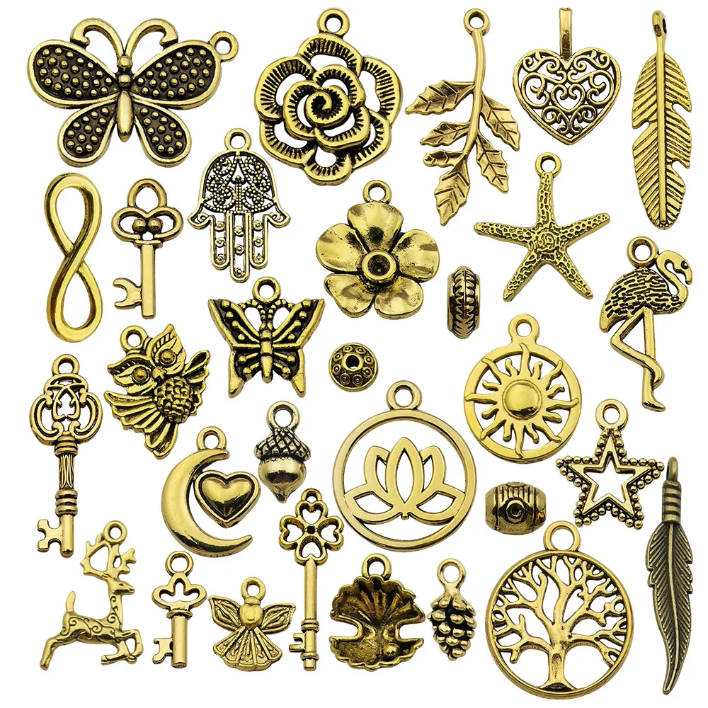 30 Bulk Lots Mini Antique Bronze Charms Jewelry Making Supplies DIY Craft Material Accessories Bracelet Earring Charms Wholesale