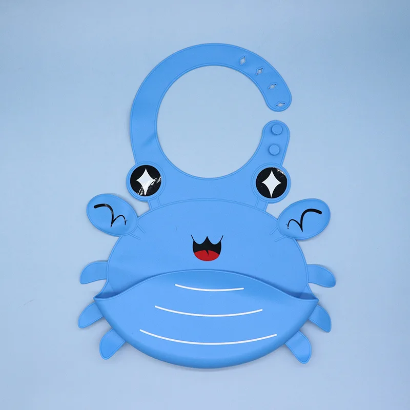 original newborn Cartoon Crab Stereo Silicone Baby Bib and Disposable Baby Saliva  Pocket Waterproof Food Grade Silicone Bib Designed baby custom