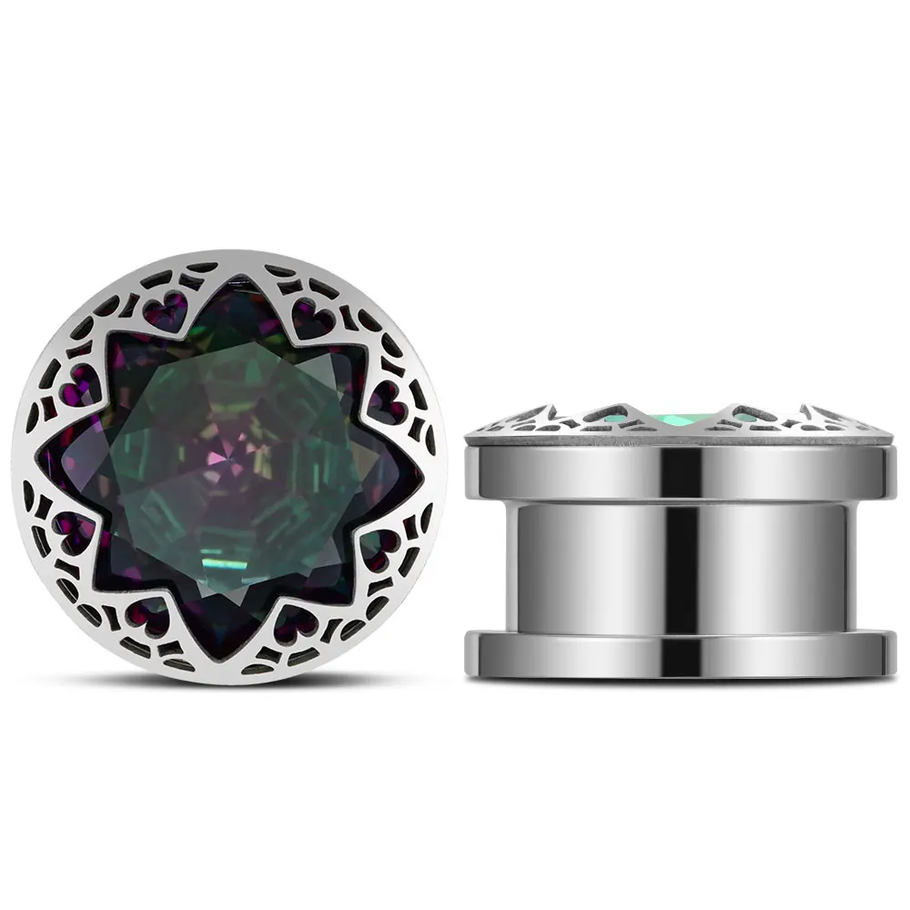 Wholesale Glass Steel Wood Ear Plug Tunnels Piercing Jewelry Ear Gauge Earrings