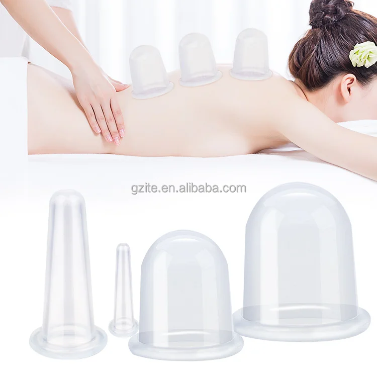 factory supply four pcs body and face massage tools ventosa cupping Hijama vacuum silicone massage cupping cups set