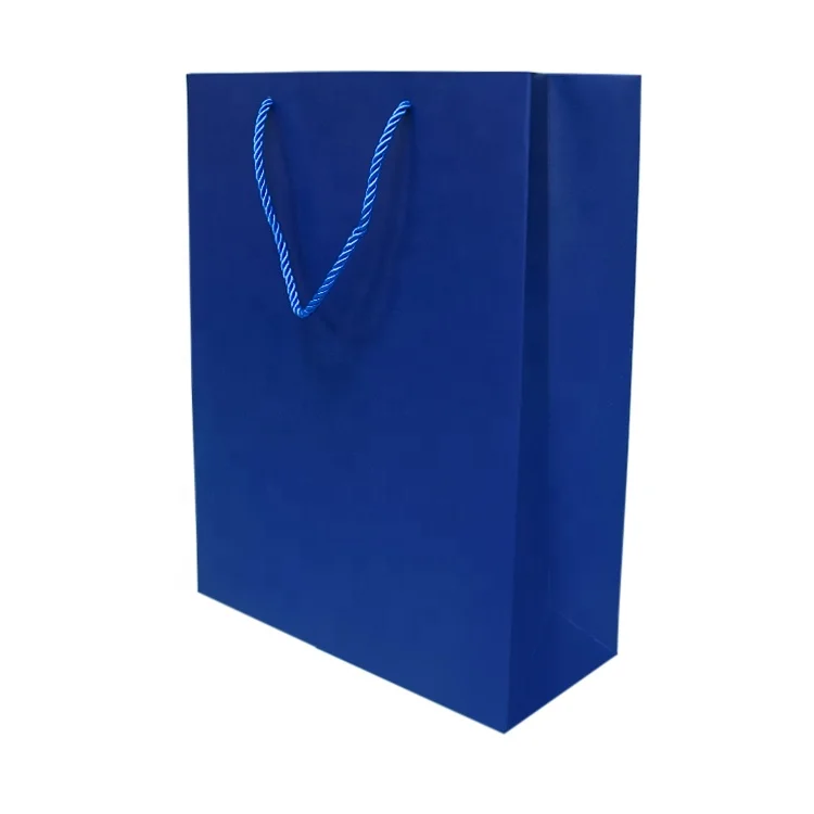 Wholesale OEM ODM Pantone Printing Shopping Bags Blue Large Small Paper Bags With Own Logo For Apparel