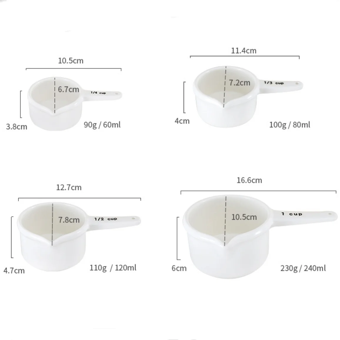 Custom Logo Ceramic Measuring Spoons Kitchen White Baking Ceramic Adjustable Digital Measuring Spoon Cup Set