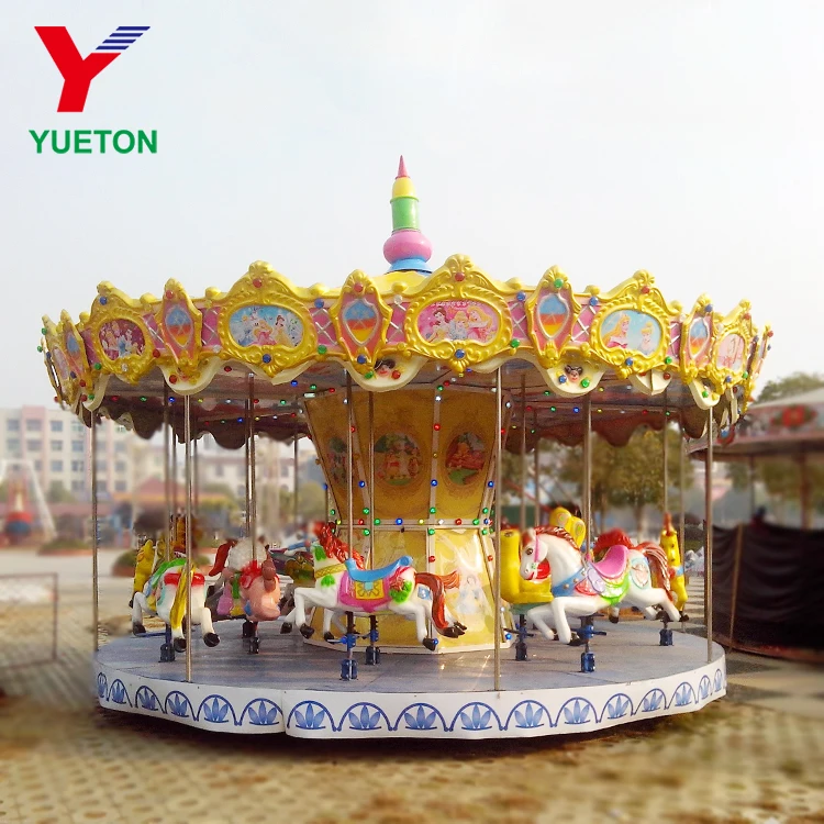 Funfair Attraction Equipment Maneg Forain Carrousel Ride 16 Merry Seats Round Towers