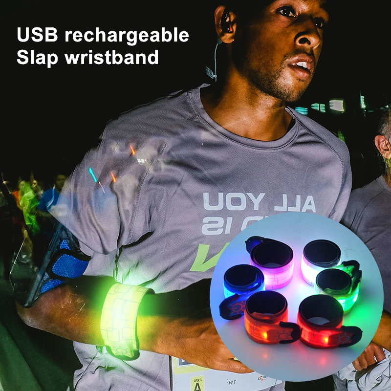  Новое поступление 2021 нейлоновый светодиодный спортивный USB Перезаряжаемый наручный ремешок браслет