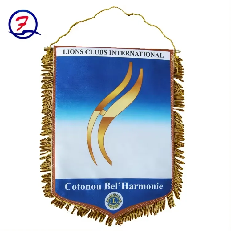 Wholesale Decoration Mini Flag Banner Fringy Window Hanging Satin Material Exchange Pennant Flags Double Sided Banner Wall