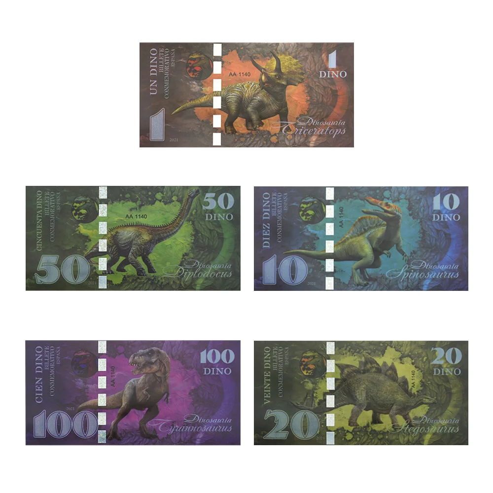 Виртуальная монета динозавра Банкнота 1/10/20/50/100 динозавр с УФ серийным номером пластиковые деньги Памятная коллекция праздничный подарок