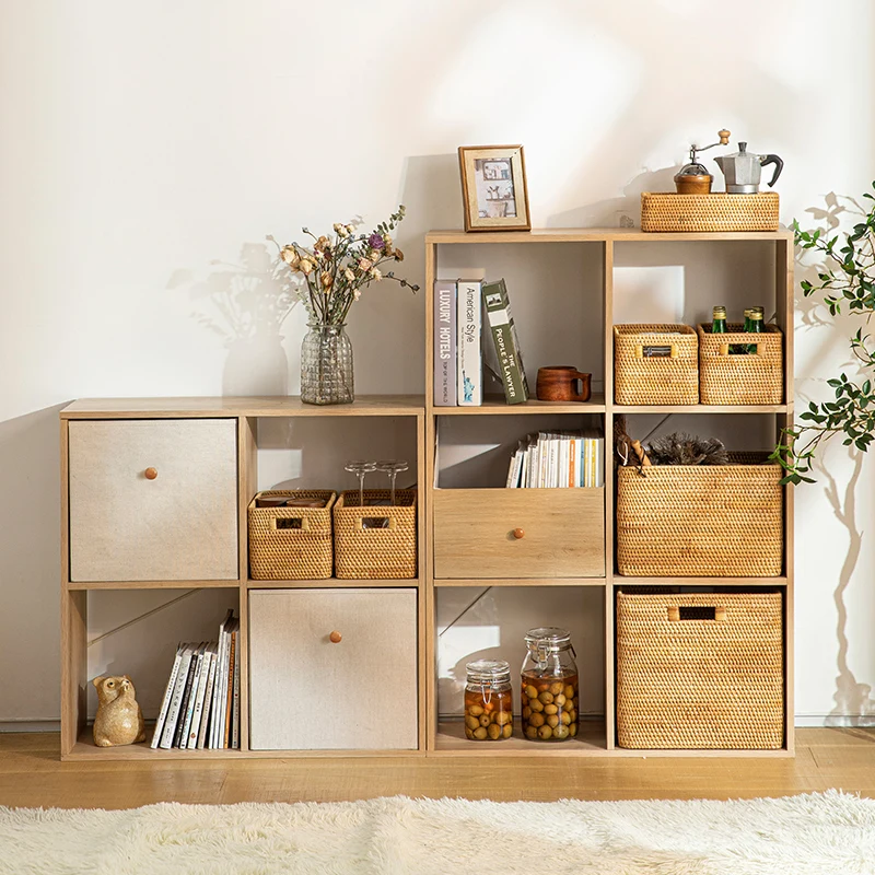 Home decoration storage basket bathroom rattan laundry basket handmade natural woven light rattan storage basket