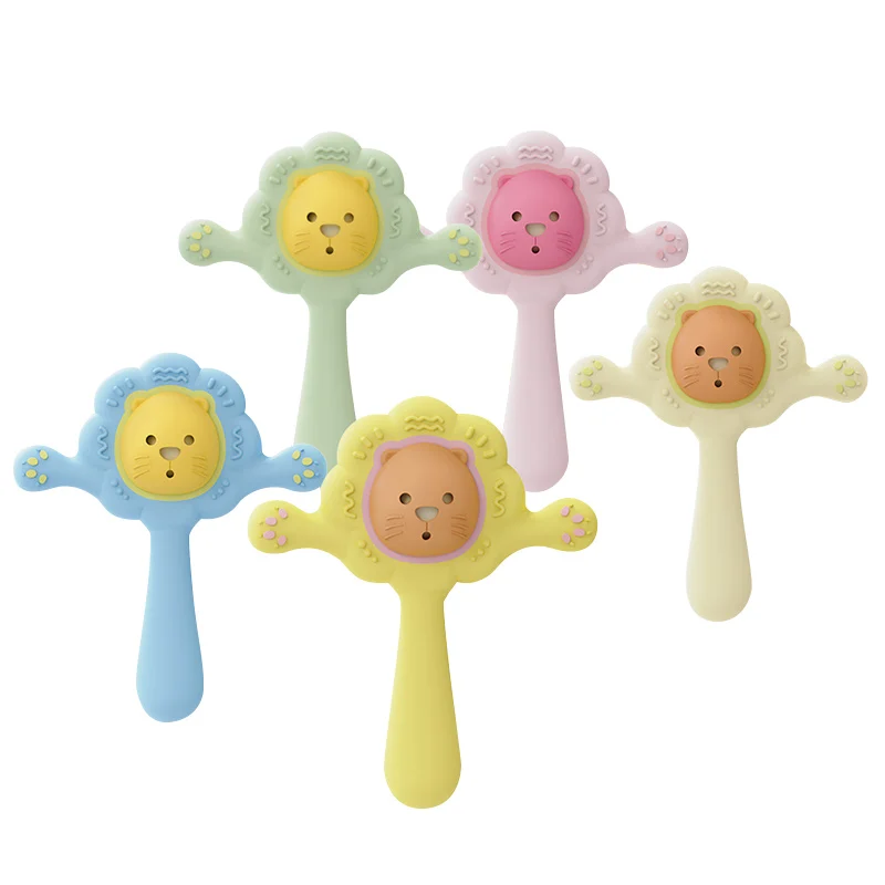 OEM/ODM  Food Grade Chewable Silicone Guitar Shaped Baby Soothing Teether Infant Teething Toy Logo Customizable