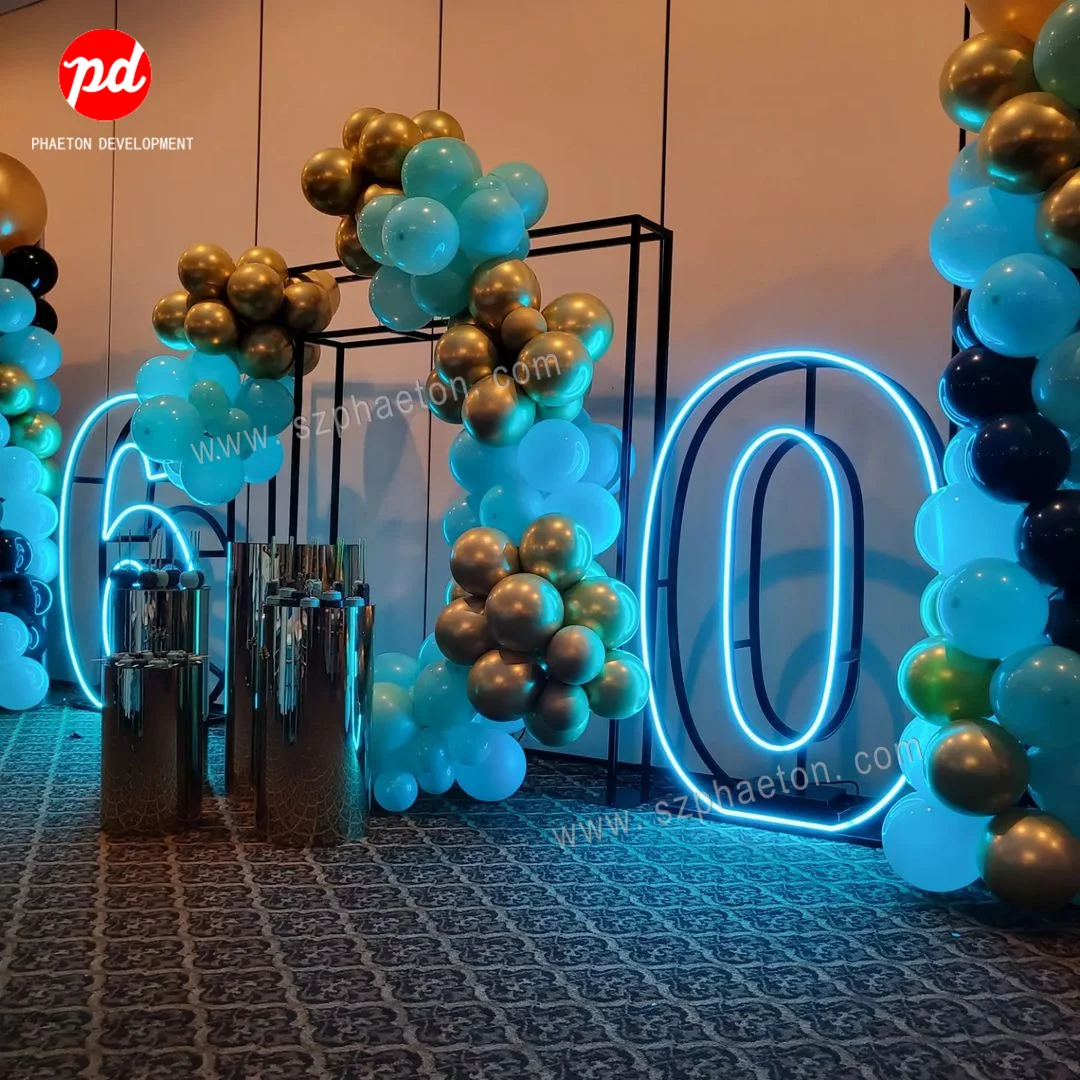 Led Big Metal Frame Neon Numbers 4ft Changing Color Lights Neon Numbers Light up Marquee Letters for Birthday Party Decorations