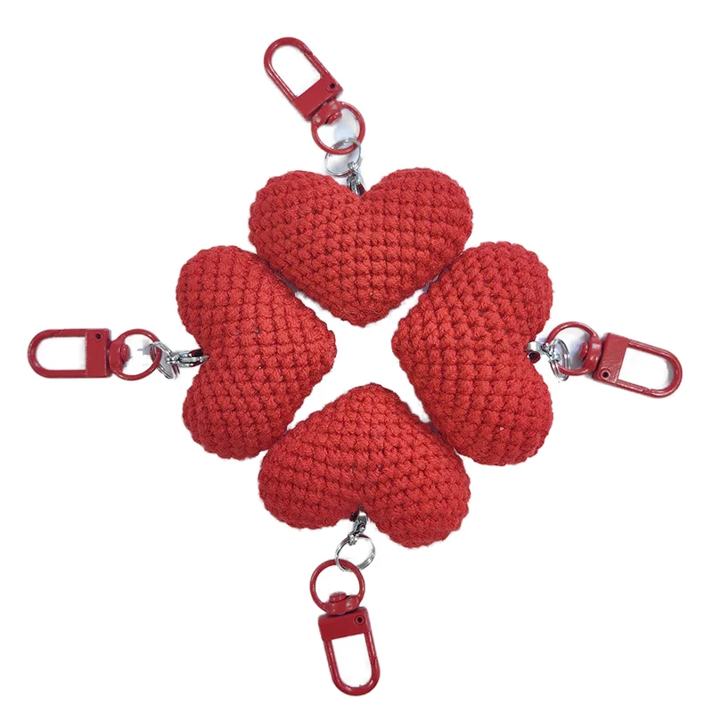 New Design Heart handmade crochet bag keychain handbag accessories pendant keychain