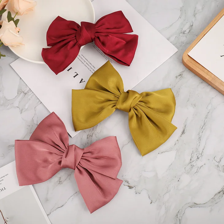 Women Satin Headband Big Bow Kont Hair Clip Hair Accessories for Girls