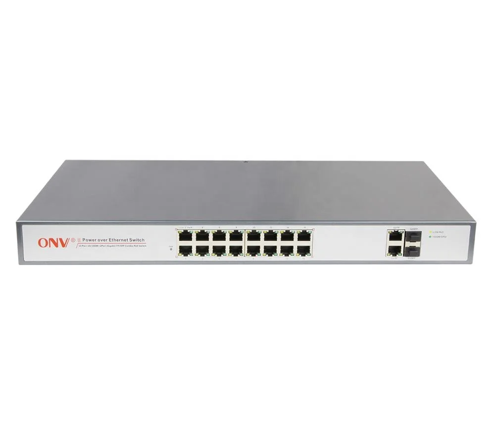  Коммутатор 16*10/100 PoE с 2*10/100/1000M портами uplink RJ45 и 2*1000M