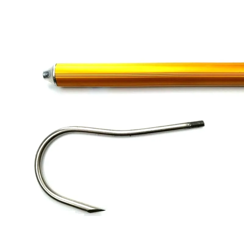 1.4M Aluminum Fishing Gaff Hook Two EVA Grips Stainless Steels Hook Boat Fishing Accessories Tools Boat Trolling Fishing Gaff